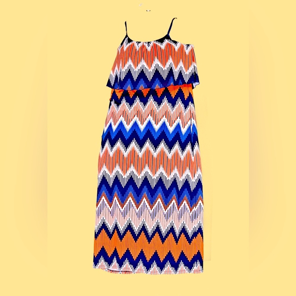 Chevron print maxi dress fits like XL tag says med